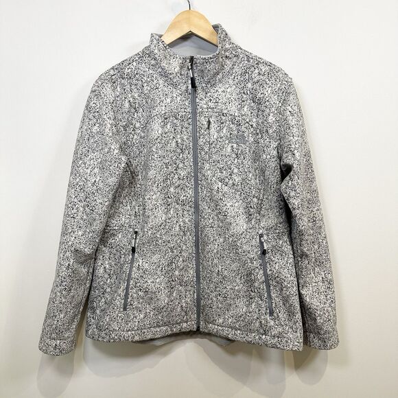 The North Face Apex Bionic Jacket Women’s XL Gray White Speckled Soft Shell - Picture 1 of 14